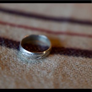 Unique Navajo stamped design sterling ring band